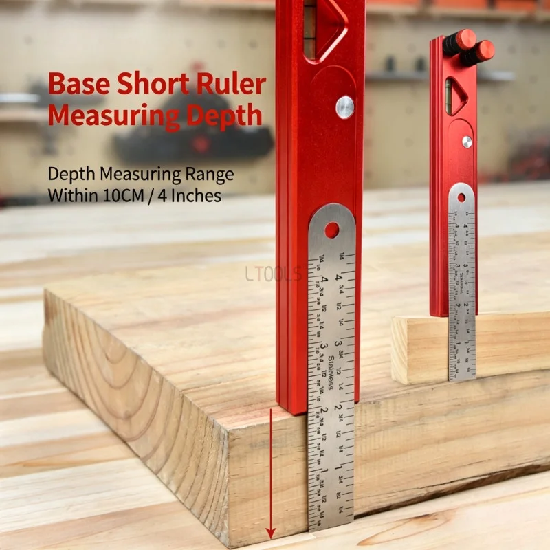 Multifunctional Aluminum Alloy Woodworking Triangle Right Angle Measuring Tool Locatable Positioning Gauge for Carpentry Measure