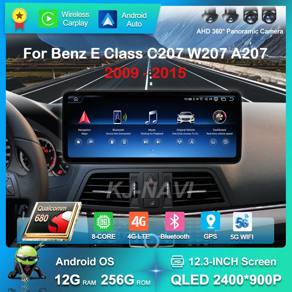 

Автомобильный мультимедийный видеоплеер Android 15 с Wi-Fi и QLED-экраном для Mercedes-Benz E-класса C207 W207 A207 2009-2015, GPS, Bluetooth, 4G, стереосистема, автоаксессуары