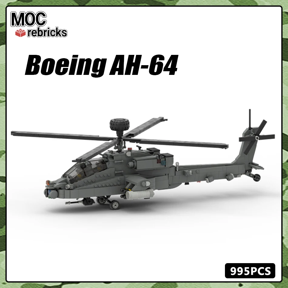 WW2 Militare Fighter Serie Boeing AH-64 Aerei MOC Building Block Kit Modello FAI DA TE Educazione Mattoni Giocattoli Per Bambini Regali di Festa