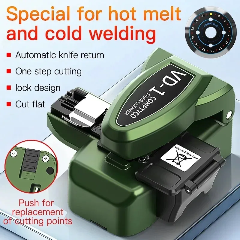 COMPTYCO VD-1 One Step Type Fiber Cleaver Optische Vezel Fusion Splicing Snijmes FTTH Glasvezel One-click Cutter Tool