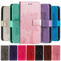 Fashion Tree Case For Huawei P10 P20 P30 P40 P50 P70 Lite Pro P8 P9 2017 Wallet Card Slot Leather Phone Cover Housing