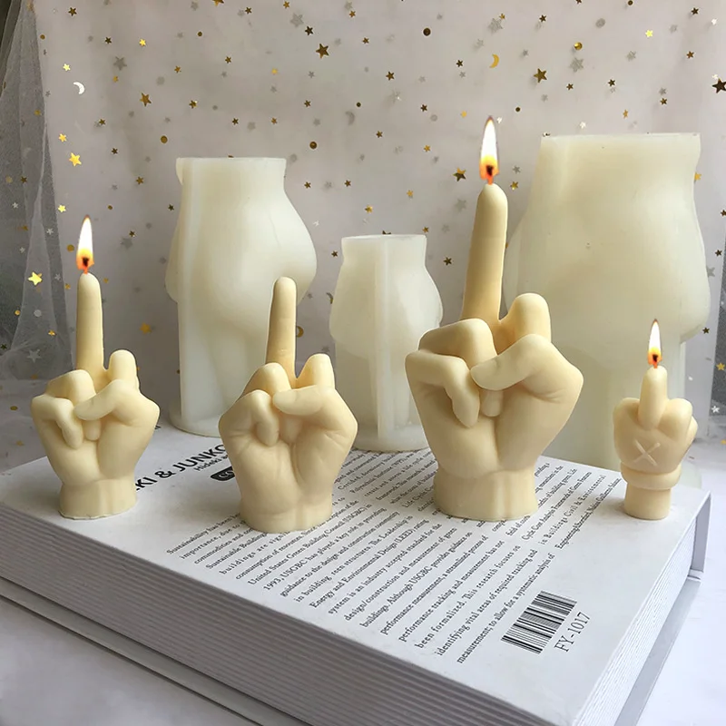 

Middle Finger Silicone Candle Mold for DIY Handmade Desktop Decoration Aromatherapy Gypsum Epoxy Resin Mould Holiday Party Gift