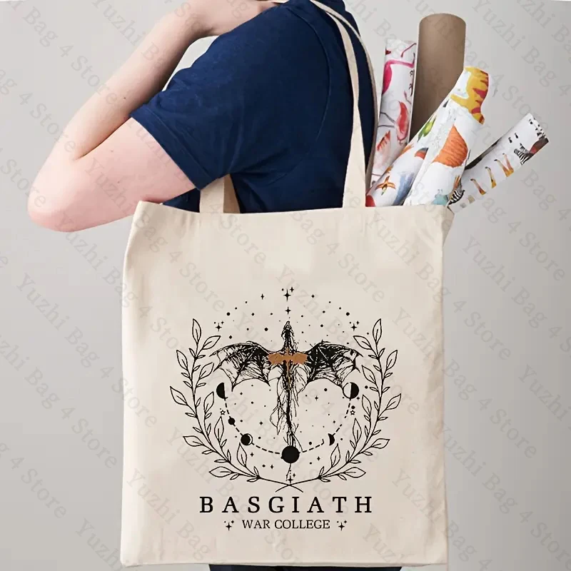 Basgiath guerra faculdade padrão lona sacolas melhor presente para bookish feminino saco de compras para romance amante quarta asa bolsa de ombro