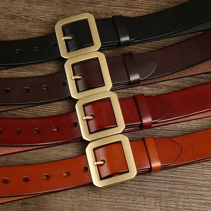 3.8CM gruba skóra bydlęca miedziany mosiężna klamra z prawdziwej skóry dżinsy pasek męski wysokiej jakości pas męski luksusowy pasek Cintos