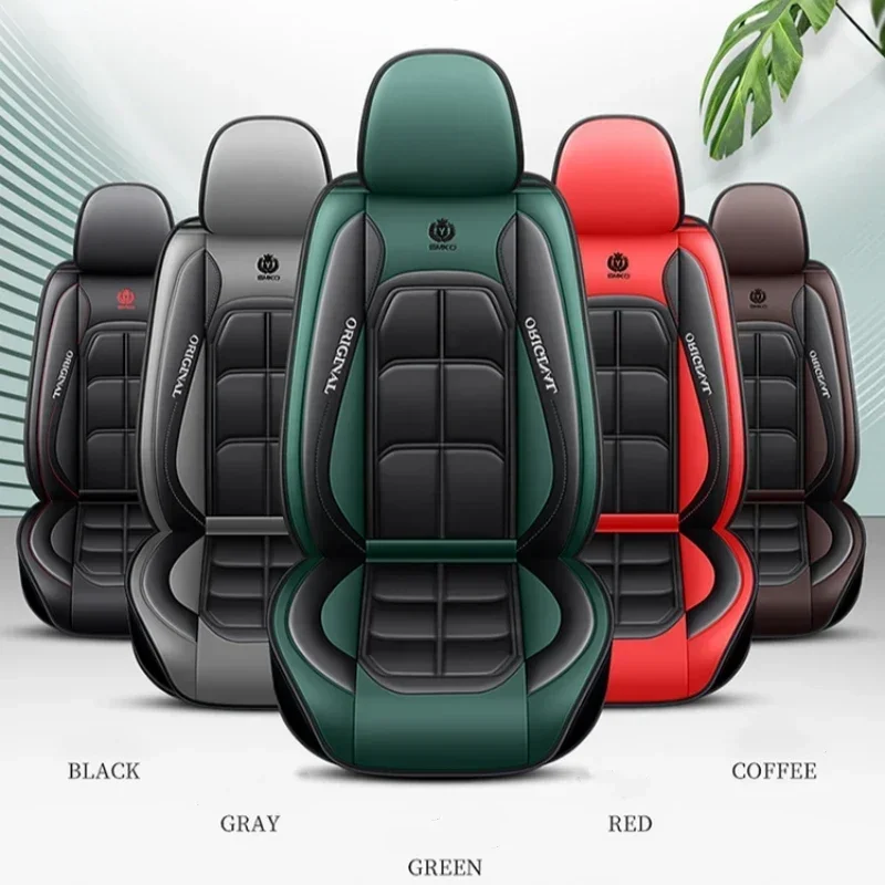 1pc Premium PU Leather Universal Fit Car Seat Cover All-Season Protector Mat with Soft Cushion Full Package Seat Cover