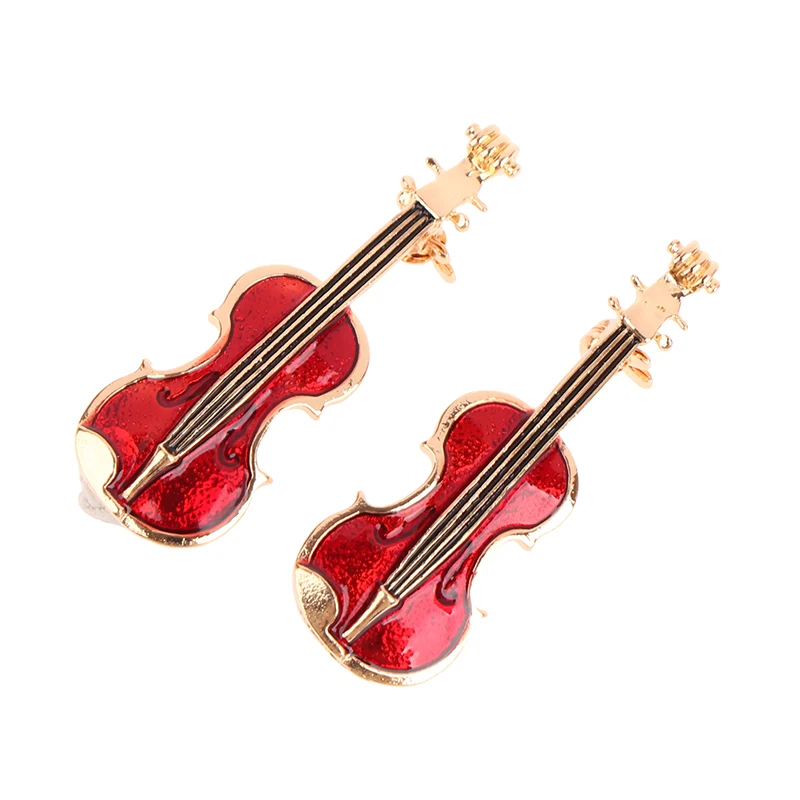 1Pc Mode Elegante Rote Violine Pins Broschen Dame Kristall Strass Musical Instruments Brosche Pin Schmuck Zubehör