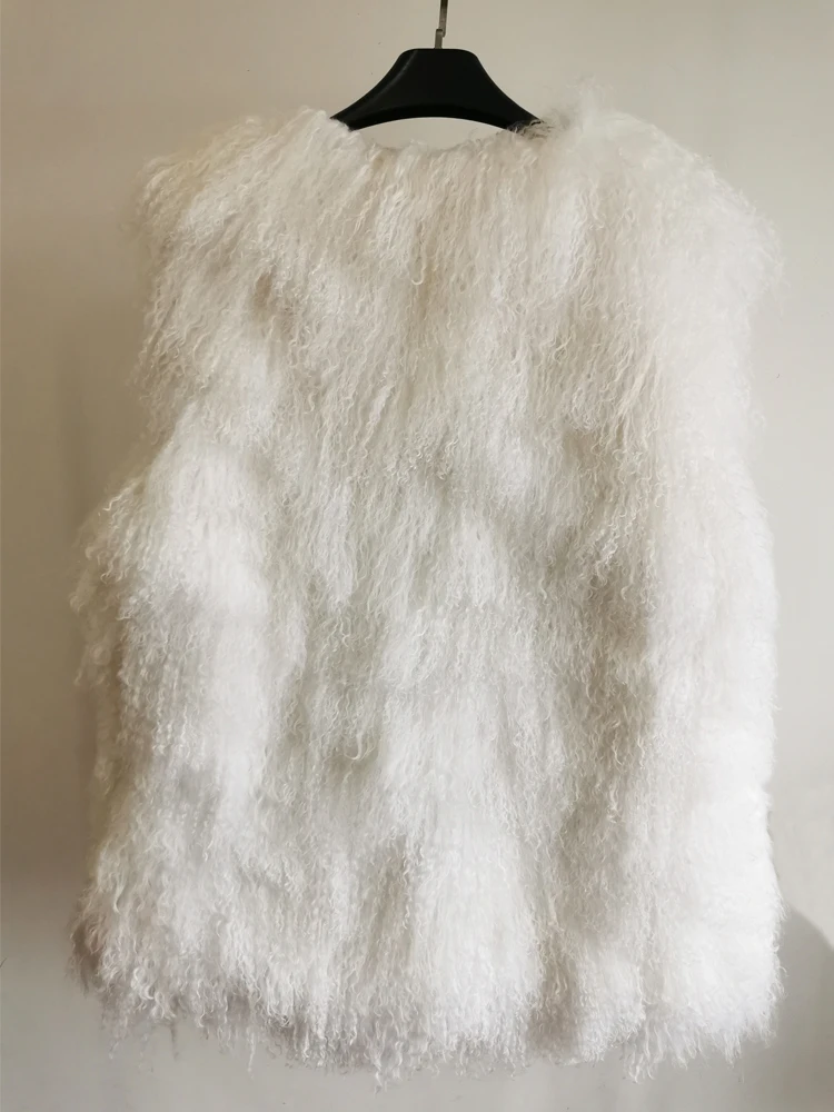 Length 76cm 12Colors Luxury Thick Warm Mongolia Sheep Fur Vest Women New Winter Hot O-neck Sexy Wool Fur Coat