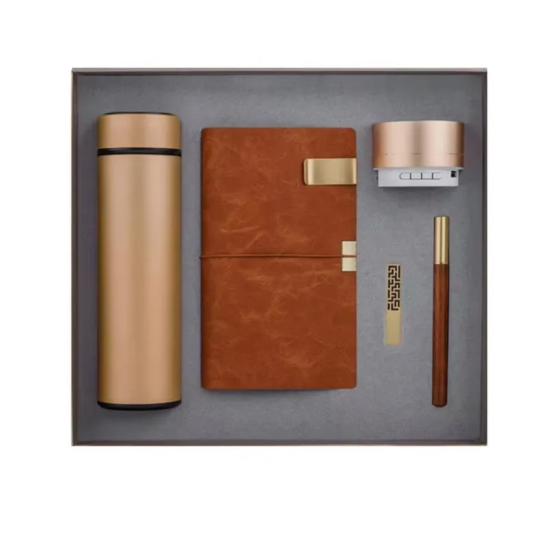 High Quality Haute Couture Logo Corporate Gift Set Luxury Business Gift Notebook Pen USB Disk Speaker Set