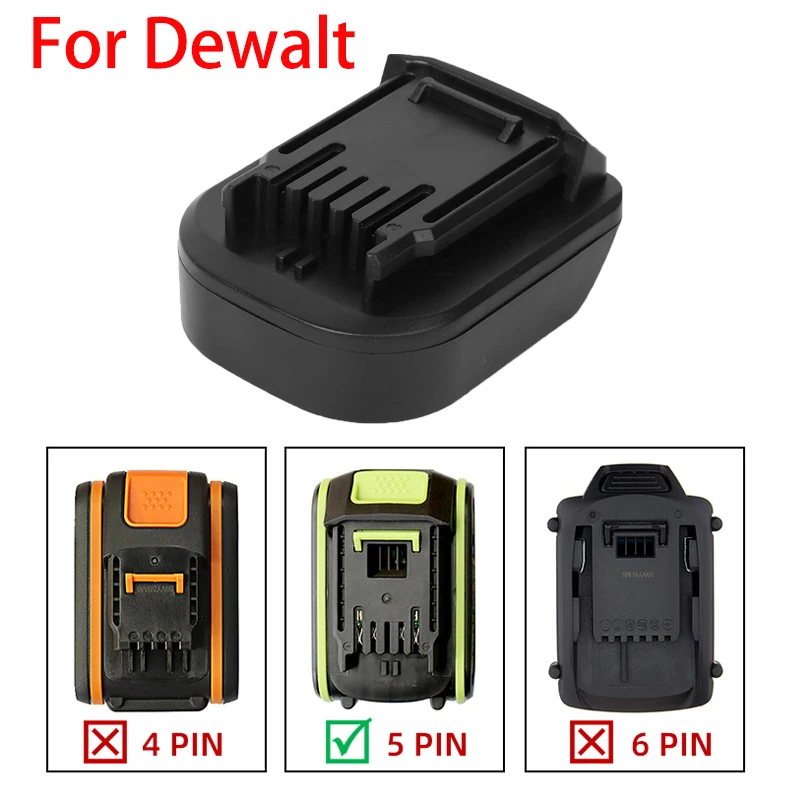 Battery Adapter for Worx 20V Green Electric Drill Power Tools 5pin Batteries, Converter for Dewalt 18V 20V Lithium-ion Batteries