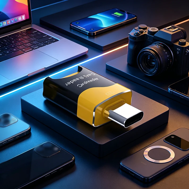 Adaptador OTG Tipo C para Micro-SD TF, leitor de cartão de alta velocidade, leitor de cartão de memória inteligente para laptop Huawei Samsung