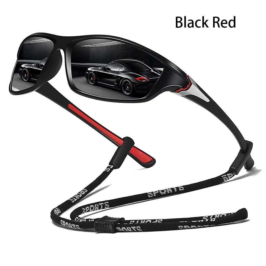 Modische UV400-Sonnenbrille mit Metallrahmen, Unisex, Outdoor-Sport-Schutzbrille mit Kette zum Bergsteigen und Angeln – Detail 1