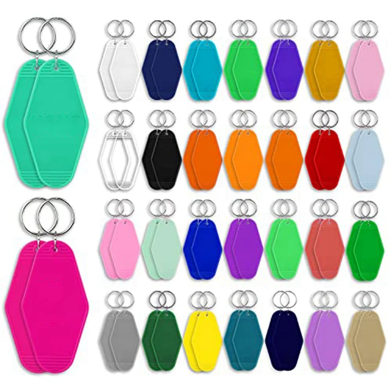 

60Piece Double-Sided Heat Transfer Keychains Hotel Motel Keychain Blank With Ring