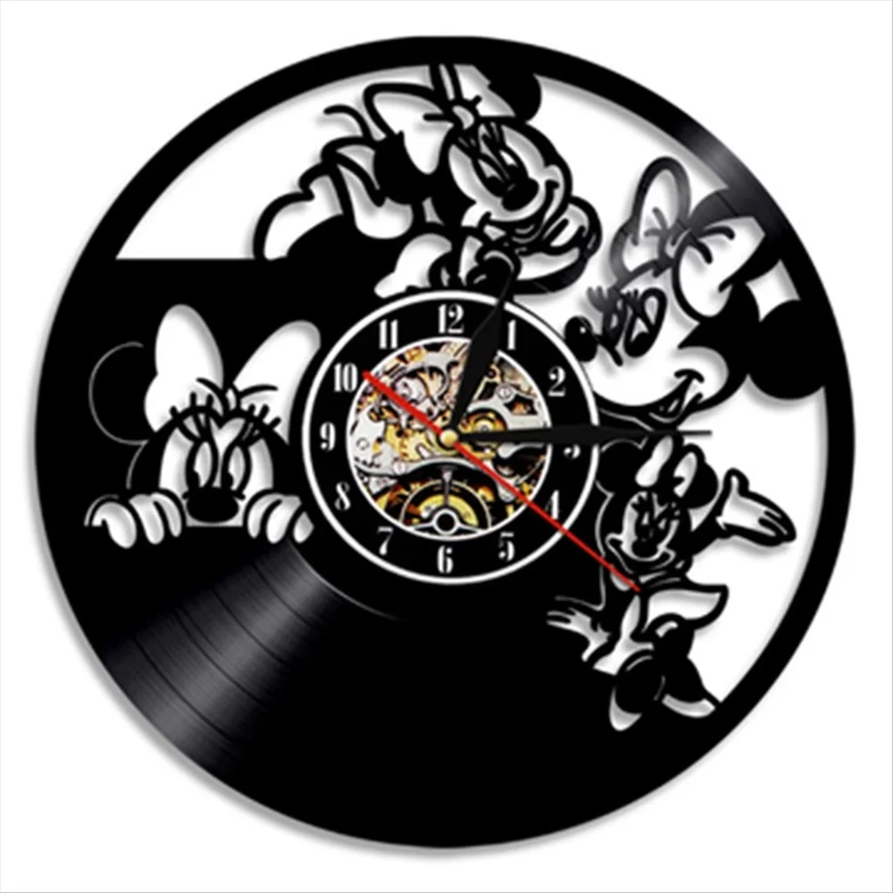 Mickey Mouse Wall Clock Modern Design Music Theme Classic Vinyl Record Clocks Wall Watch Art Home Decor Gifts for Kids