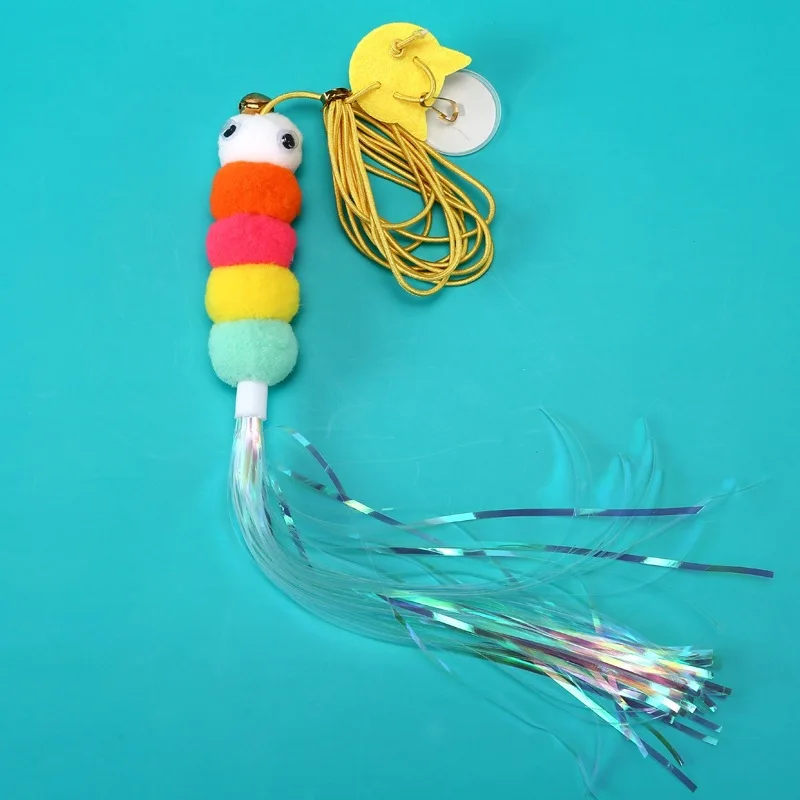 

Hanging Cat Teaser Toy with Feather Bell Elastic Rope Self Entertainment Door Mounted Cat Toy for Space Saving Indoor Pet Play