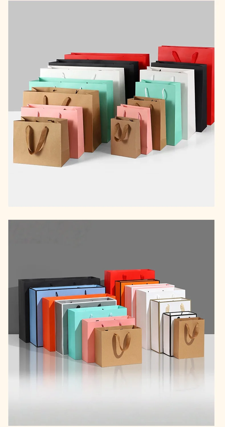10 Stück Kraftpapier-Tragetaschen, Weihnachtsverpackung, Geschenktüten, Feiertags-Partygeschenke, Tragetaschen für Bekleidungsgeschäfte, Unterstützung für individuelles Logo – Detail 5