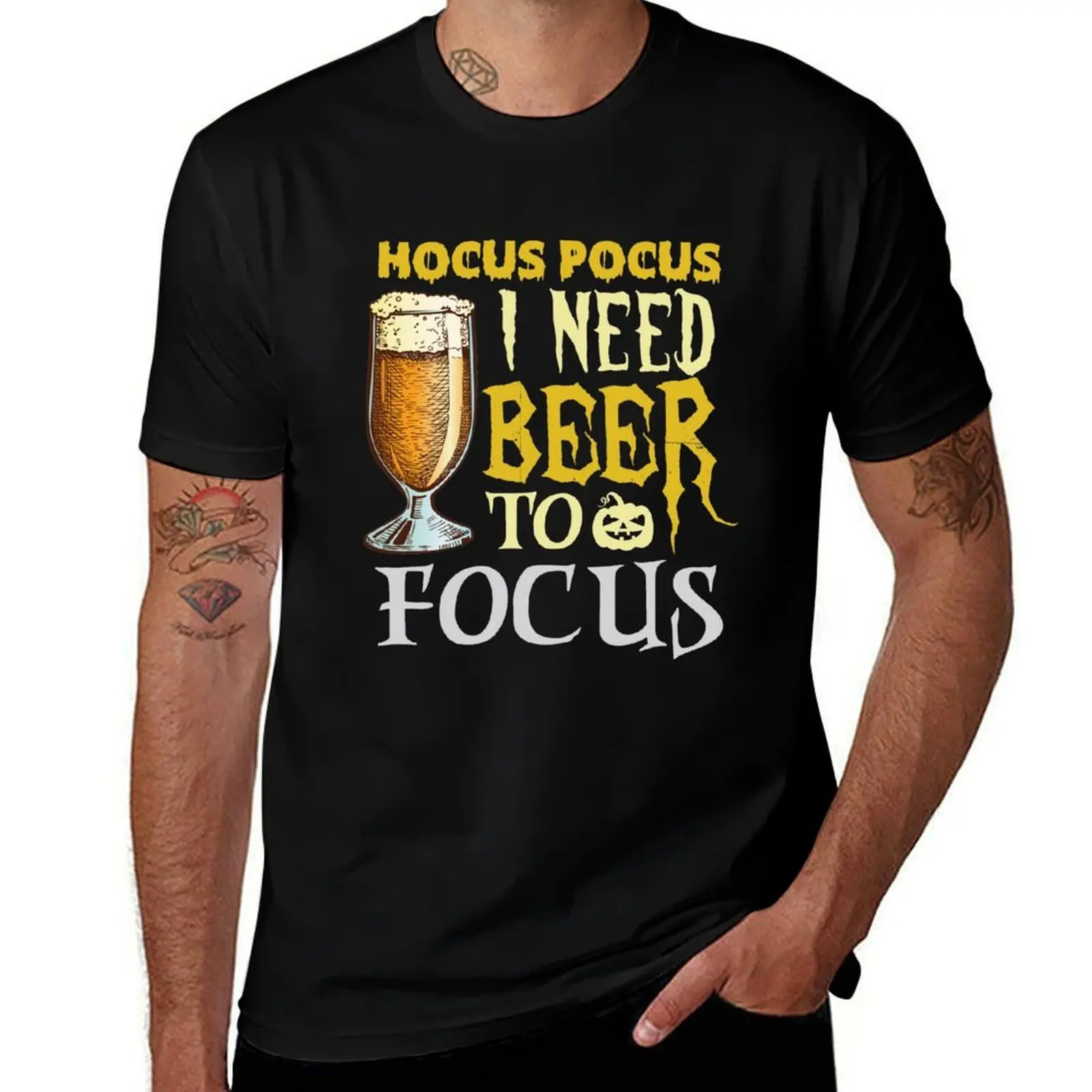 

Hokus Pocus I Need Beer To Focus T-Shirt oversized t shirt graphic shirts kawaii clothes t shirts for men pack