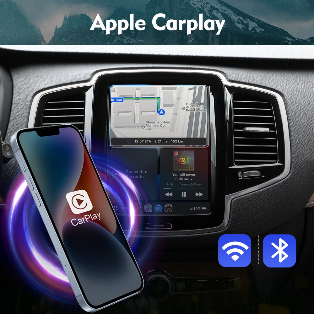 ISUDAR وحدة Carplay اللاسلكية لفولفو XC90/XC60/XC40/S90/S60/V90/V60 Carplay AI ترقية محول أندرويد السيارات Hicar بلوتوث