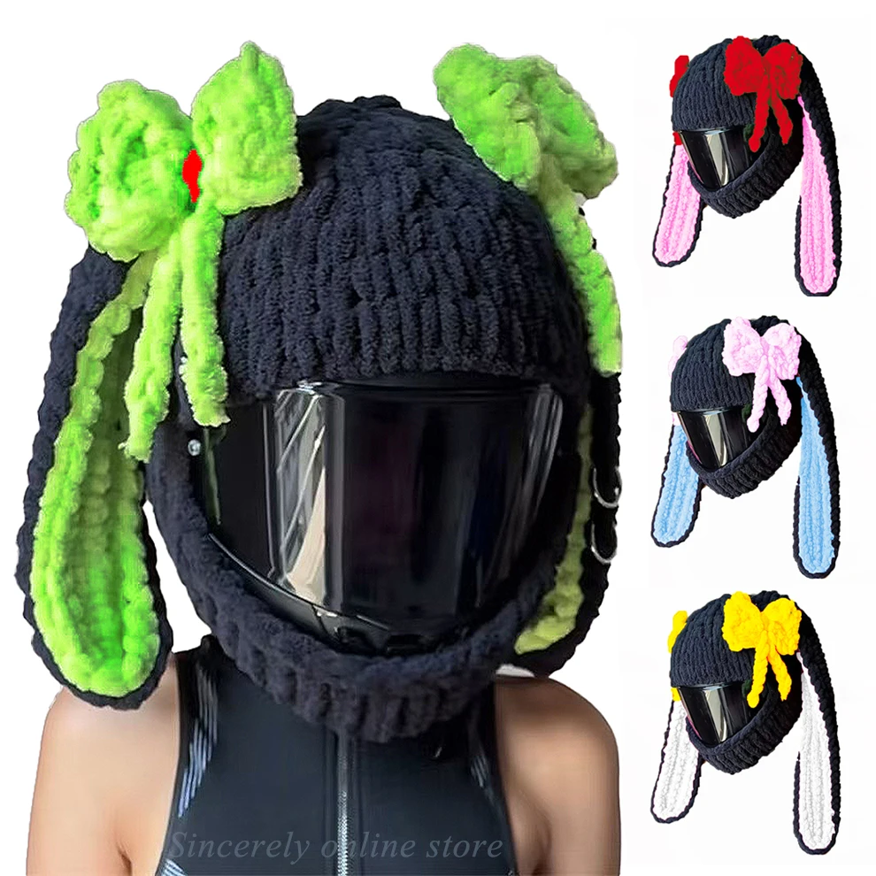 Moto Helmet Cover Protection Headgear Cartoon Fluffy Plush Set For Motorcycle Full-Face Protective Case Motorbike Safety Special