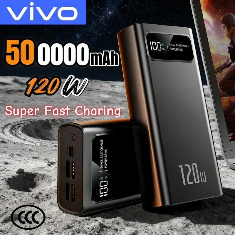 

Портативный внешний аккумулятор VIVO 500000 мАч, 120 Вт, супербыстрая зарядка, светодиодный цифровой дисплей, для iPhone, Samsung