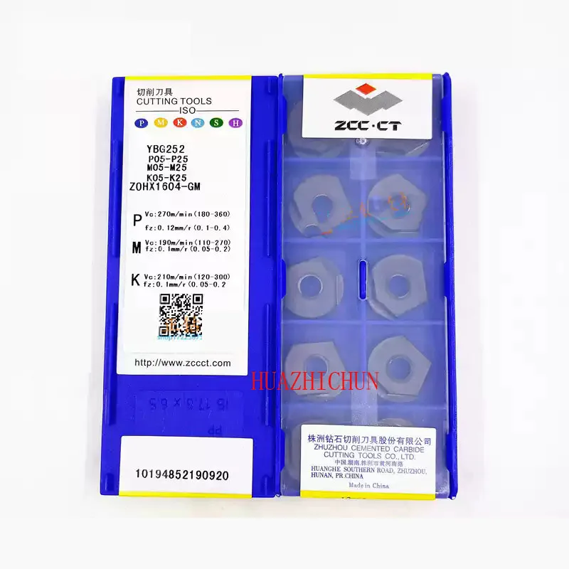 

HUAZHICHUN 10pcs Original ZC brand CNC milling cutter blades: ZOHX1604-GM, ZOHX1604-GF, YBG252