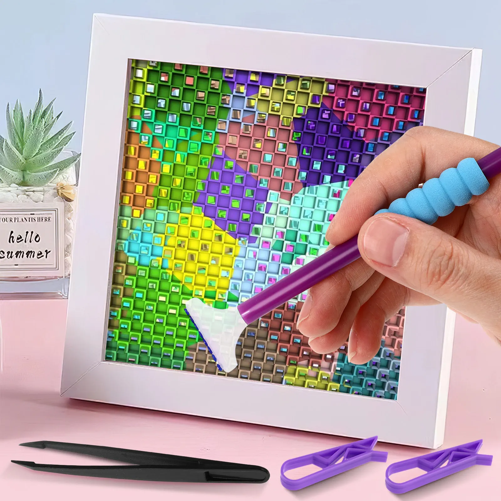 

1 Set Diamond Art Kit Complete Diamond Dotting Sorting Trays Bead Storage Plates Rhinestone Craft Tools for Beginners and Adults