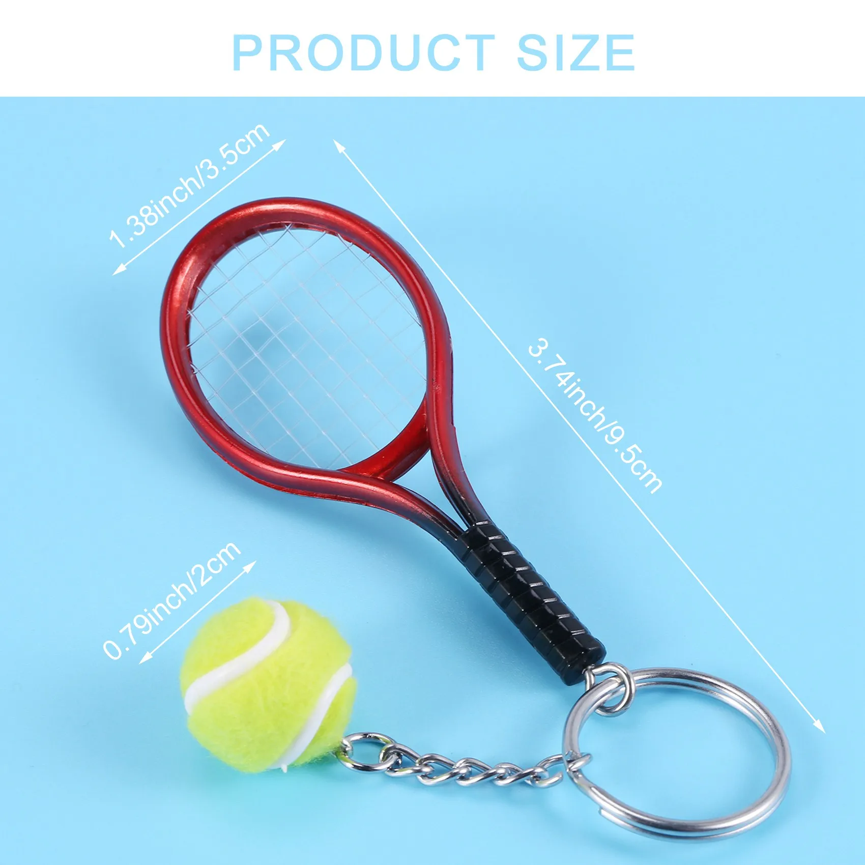 ABLA-6Pcs مضرب تنس صغير الكرة المفاتيح قلادة حقيبة الملحقات لحقيبة الرياضة الإعلان المشجعين الهدايا التذكارية حلقة رئيسية