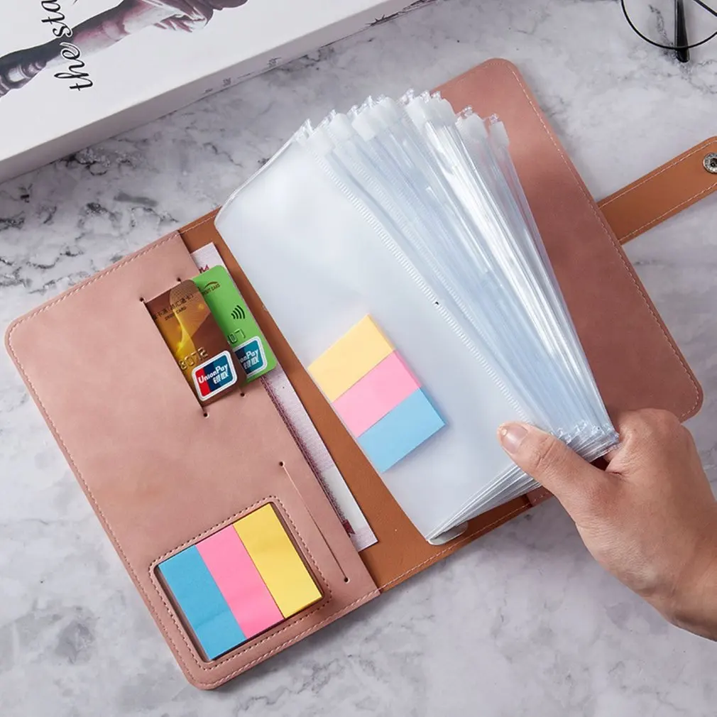 กระเป๋าหนัง PU สำหรับวางแผน2022 A6กระเป๋ามีซิปใส12ใบ