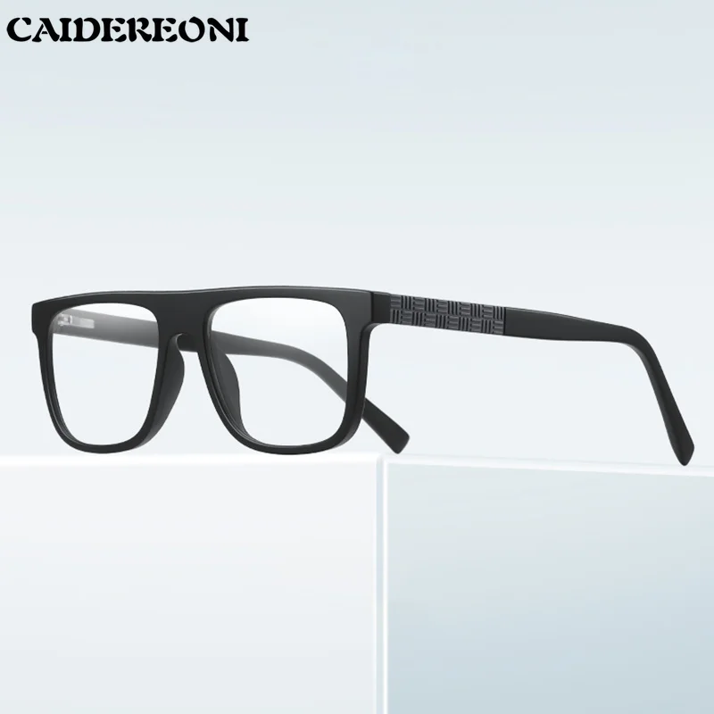 CAIDERONI Fashion TR90 Men Reading Glasses Optical Prescription Eyeglass Flat Top Square Frame  Anti-blue Light Computer Glasses