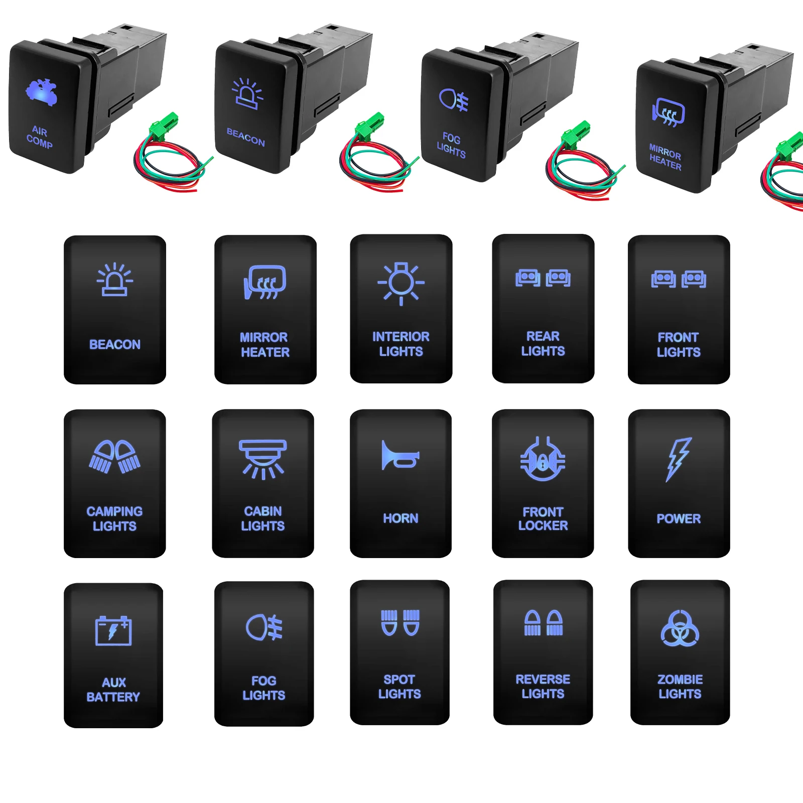 Led Fog lights Push Switch Beacon On Off / Horn Momentary Button For Toyota PRADO Camry Altis Corolla RAV4 4Runner Highlande