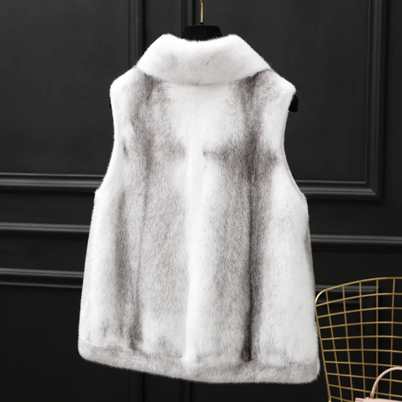 whole Cross water mink coat fur coat short 2023 women's clothing outerwear jacket coats winter new stand collar vest