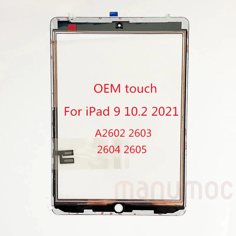 OEM New Glass Touch Screen Digitizer Frame Sticker For iPad 9 10.2 A2602 2603 2604 2605 LCD Repair