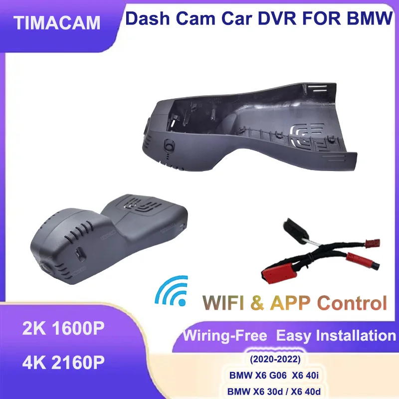 TIMACAM 2K 4K 2160P Easy-Insatall For BMW X6 40i  G06 30d For BMW X6 40d 2020 2021 Full HD Car Dvr Dash Cam Dual Cameras