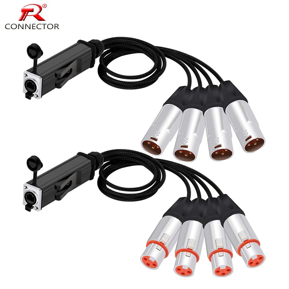 cabo de audio xlr divisor impermeavel para extensao de rede zinco liga shell macho e femea cabo rj45 cat5 a canais pinos 01