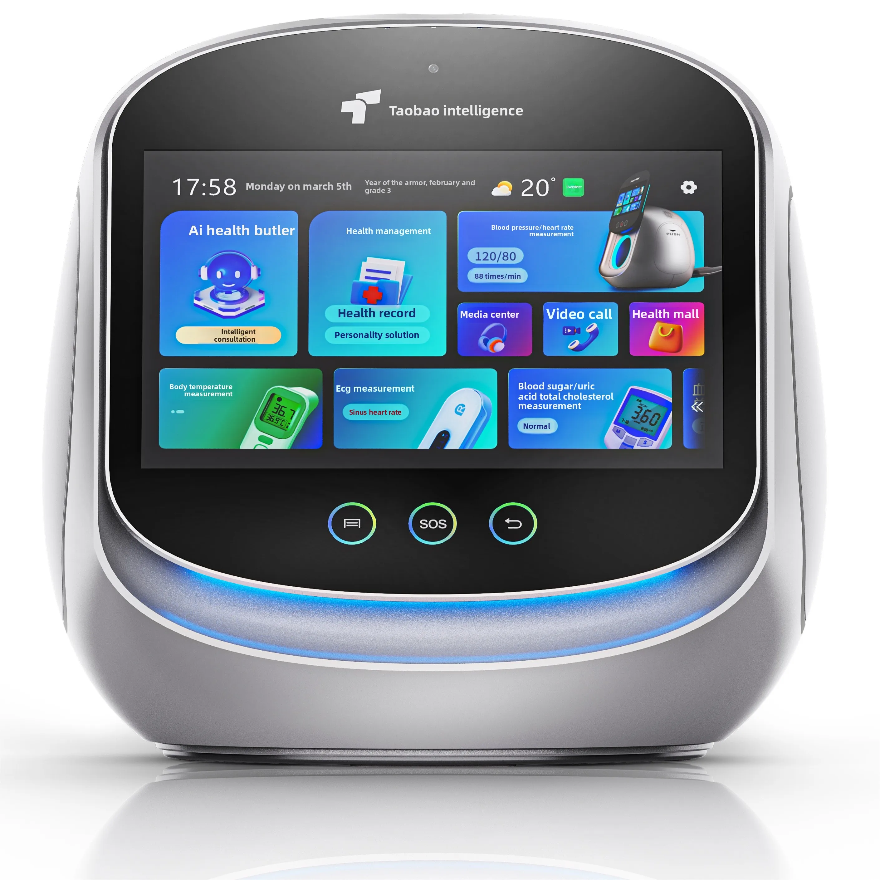 

AI Health Robot Домашний суб-Здоровье Тепловая визуализация Интеллектуальное устройство обнаружения для уровня сахара в крови Мочевая кислота Оборудование для обслуживания крови