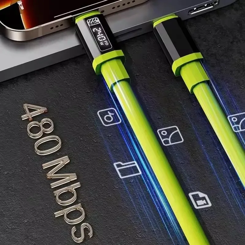 3Pcs 240W USB C To C Data Cable PD Fast Charging Charger Line for iPhone 16 17 Samsung Xiaomi Phone 0.3m/1m/1.5m/2m Type C Cord image 3