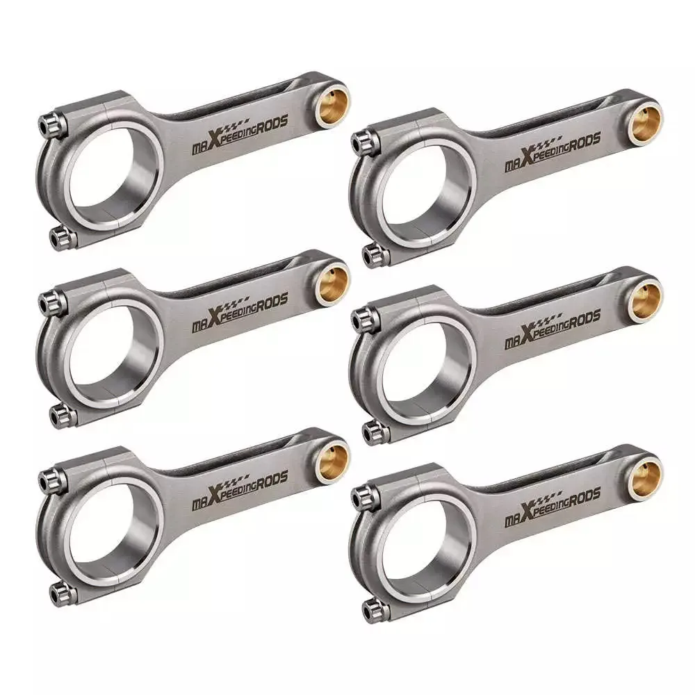 maXpeedingrods New 6pcs 4340 Forged H-Beam Connecting Rods RB30 for Nissan Skyline GTS R31 Patrol  RB30DET 152.5mm ARP 2000