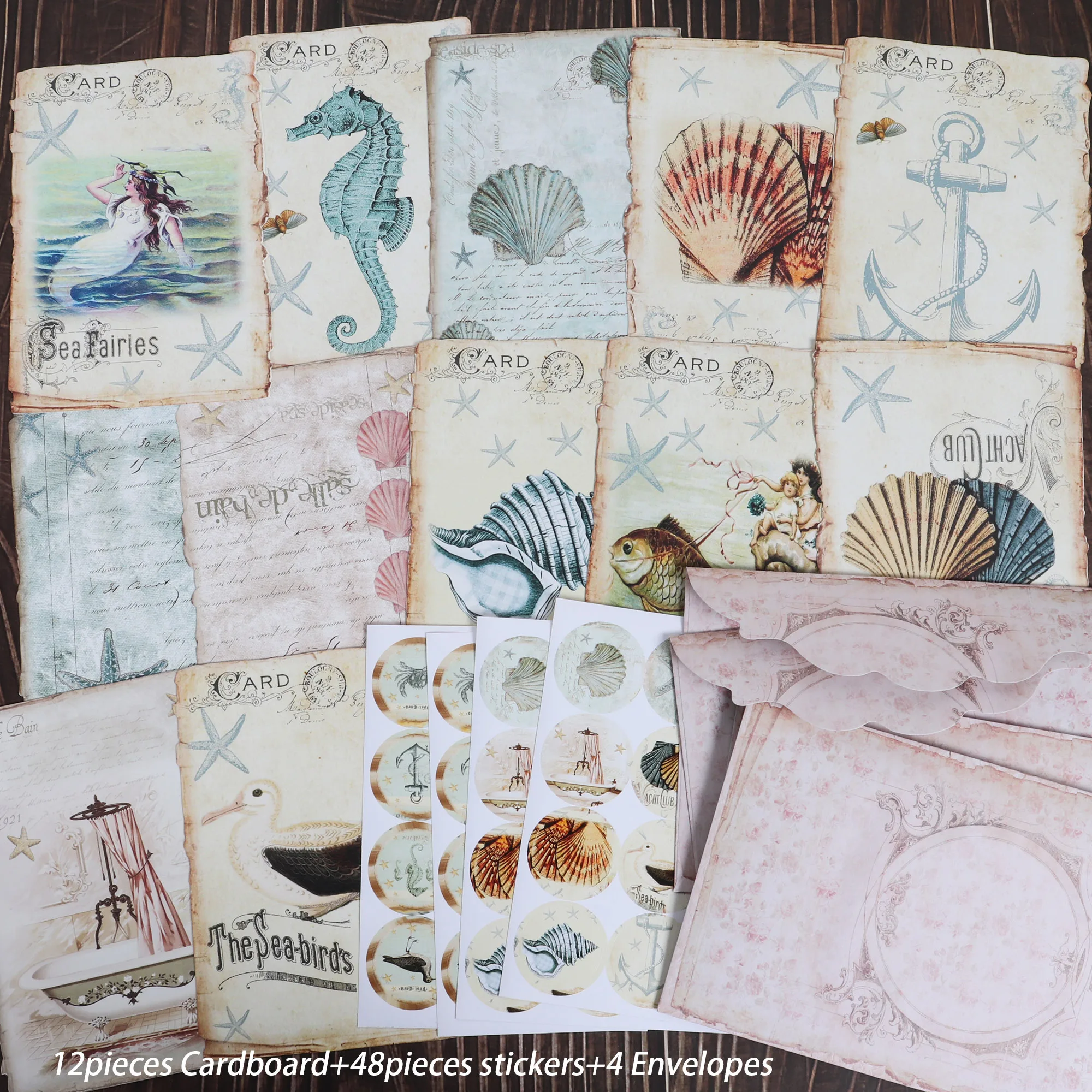 JAIIMAN 64 Stück (mit Umschlägen) Vintage Ocean Speziell geformtes beschreibbares Postkarten-Set, weißer Karton, für Scrapbook, DIY-Bastelarbeiten – Detail 6