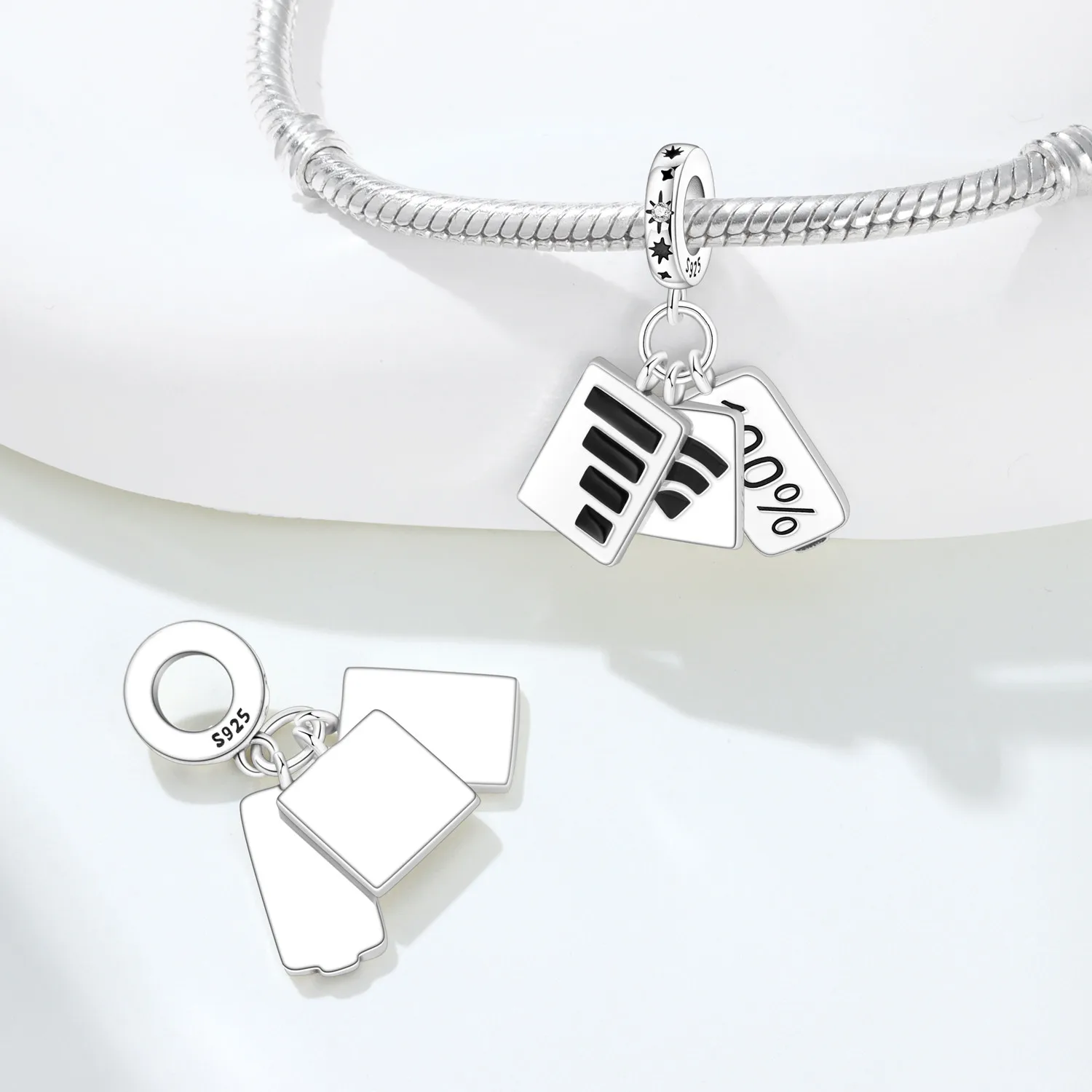 

CYCUFF New 925 Sterling Silver Mobile Phone Signal Original Pendants Bracelet Charms for Woman Party Beads DIY Fashion Jewelry