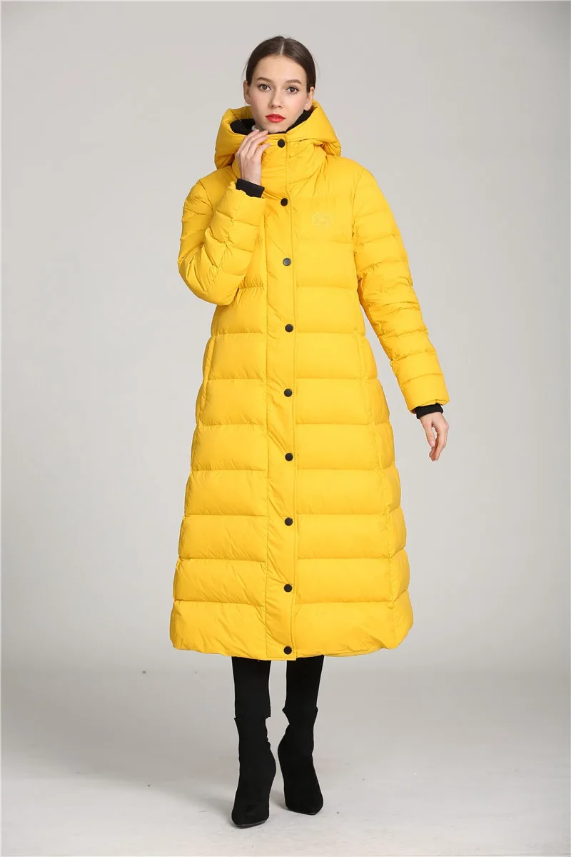 European Autumn Winter Women Parkas Down Hoody Coat Lady Warm Thick Overcoat X-Long Outwear LF2337HR