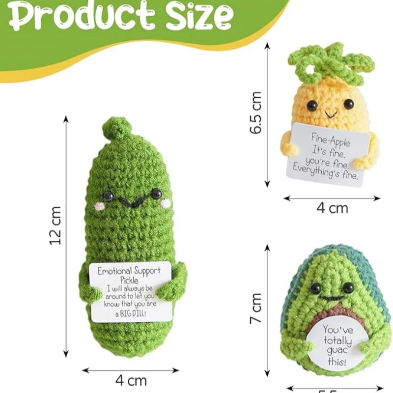 Positive Pickle Potato Avocado Crochet Funny Gifts for Women Men Handmade Crochet for Desk Office Decoration view 6