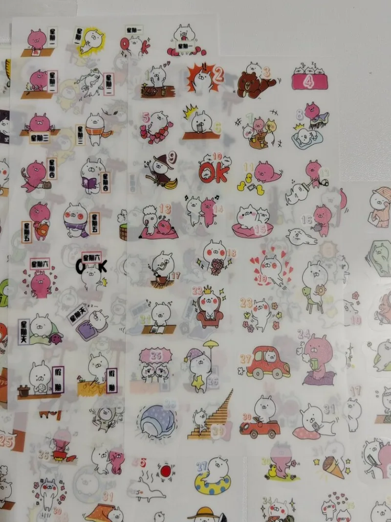 

Набор из 6 прозрачных водонепроницаемых ПВХ-наклеек с мультяшными персонажами для декора, DIY-стикеры для ежедневников, кавайные наклейки для телефонов и кружек