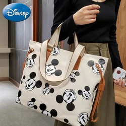 Disney New Large Capacity Canva Bag Summer Casual Tote Bag Women One Shoulder Bag Portable Shopping Bag Girl Cartoon Mickey Tote