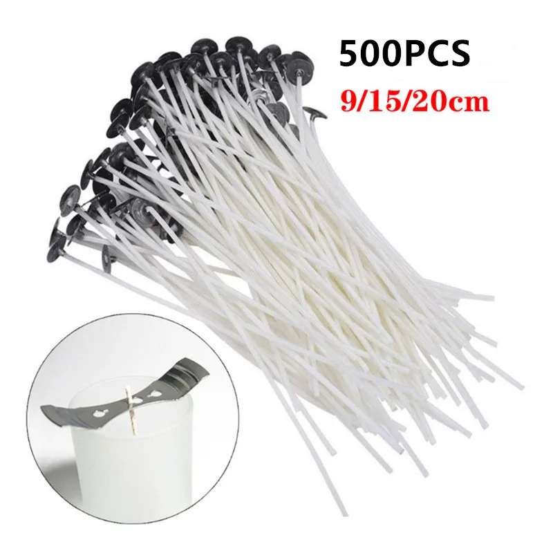 500pcs Candle Wicks Smokeless Wax Pure Cotton Core For DIY Candle Making Pre-Waxed Wicks Party Supplies