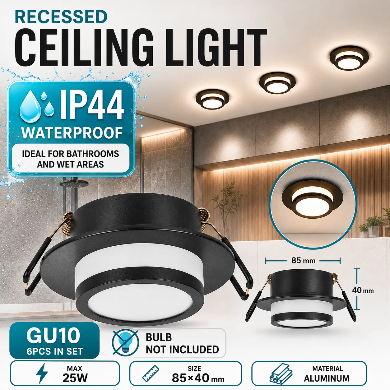 Embedded Downlight Led Ceiling Light Replaceable GU10 Bulb Aluminum Spotlight for Home Balcony Corridor Spot Led Ceiling Lamp
