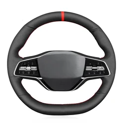 Black Faux Leather Car Steering Wheel Cover for Nissan Ariya 2022 2023 2024