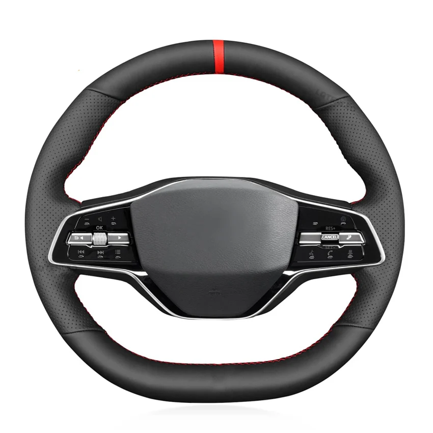 Black Faux Leather Hand-stitched Comfortable No-slip Soft Car Steering Wheel Cover Braid for Nissan Ariya 2022 2023 2024