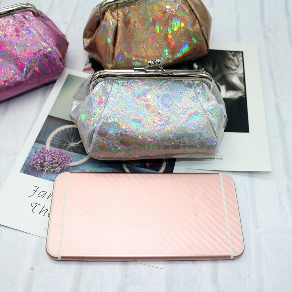 Holographic Coin Purse Sliver Large Capacity For Coins Keys Cash Storage Portable Fashion Money Pouch Stylish Change Bag Women