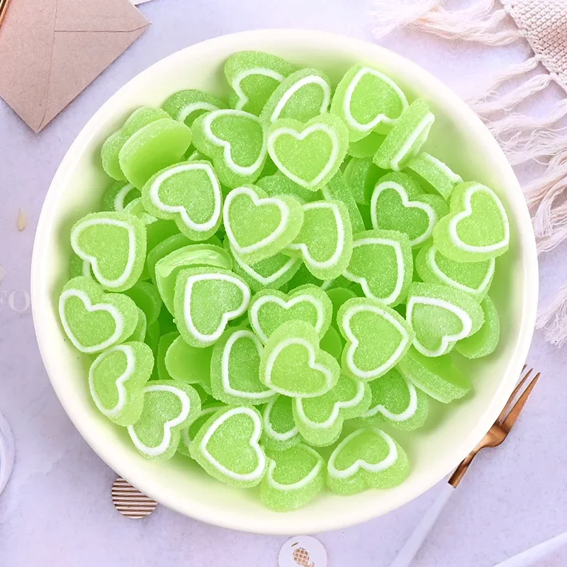 20 Pcs Resin Simulation Frosted Love Candy Phone Shell DIY Material Lovely Hairpin Hair Ring Handmade Crafts Accessories