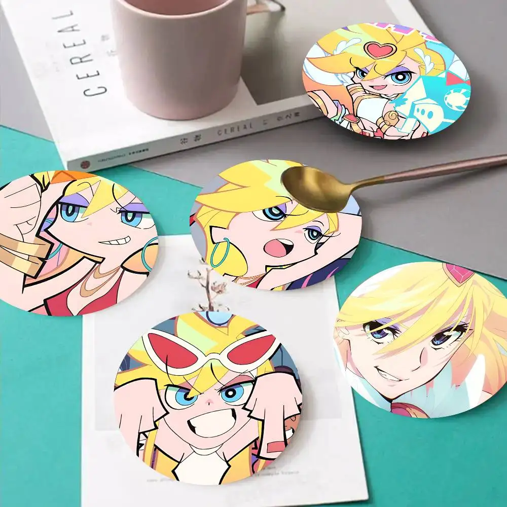 1pc Panty Stocking PaSwG PSG Wooden Coaster Colour Printing Cup Mat Home Desk Decoration Gifts view 2