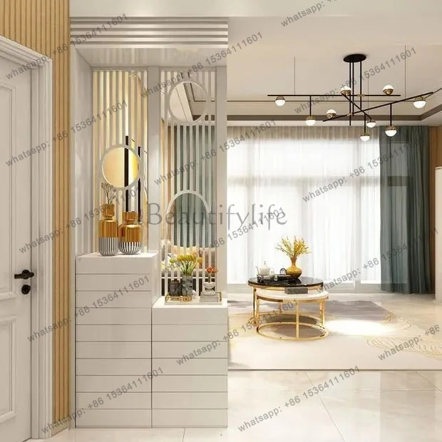 Entryway Decorative Partition Cabinet Modern Minimalist Living Room Double-Sided Hollow Screen Entrance Hall Shoe Cabinet